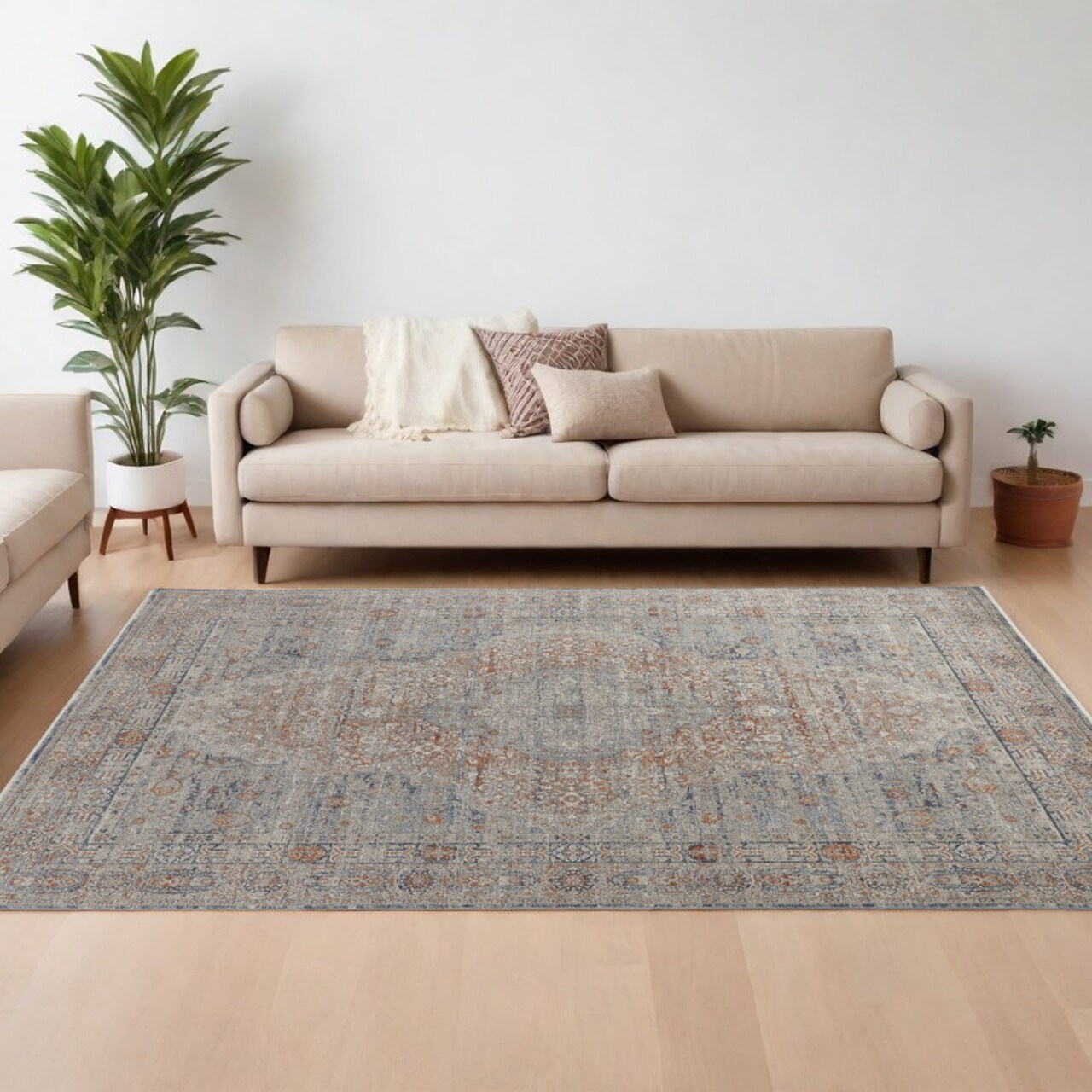 Edge Collections - 8' X 10' - Gray - Timeless Oriental Area Rug with Fringe - 1 Piece